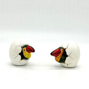 Mexican Folk Art‎ Toucan in Cracked Egg Figurines Tropical Bird Decor Set